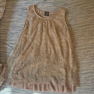 Cream Lace Tank Top with Floral Detailing